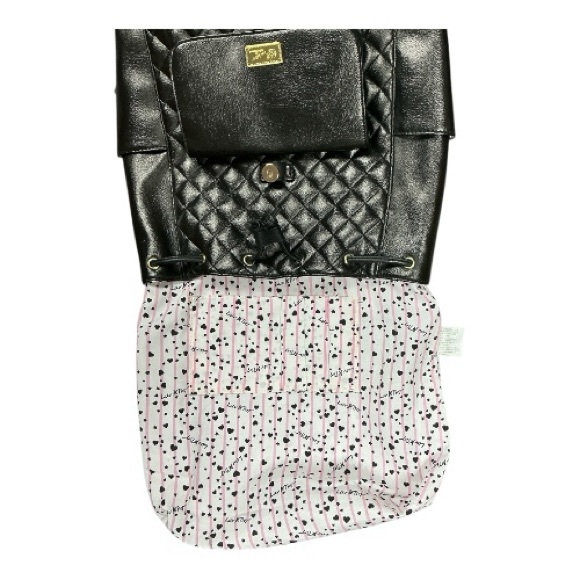 Betsy Johnson - NWOT - Black Vegan Leather Quilted Cat Ear Backpack Bag - Picture 7 of 12
